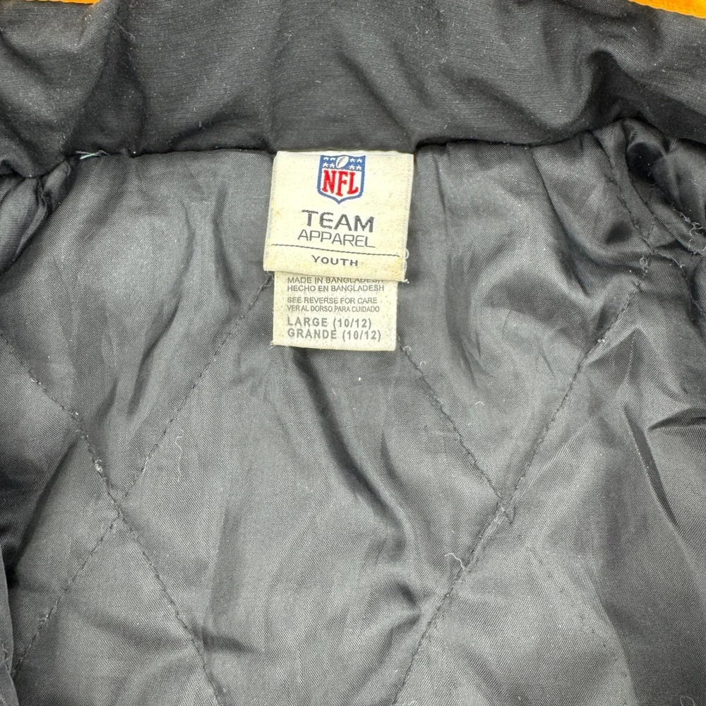 NFL Team Apparel Pittsburgh Steelers Parka Hooded Jacket Black Gold Youth Large